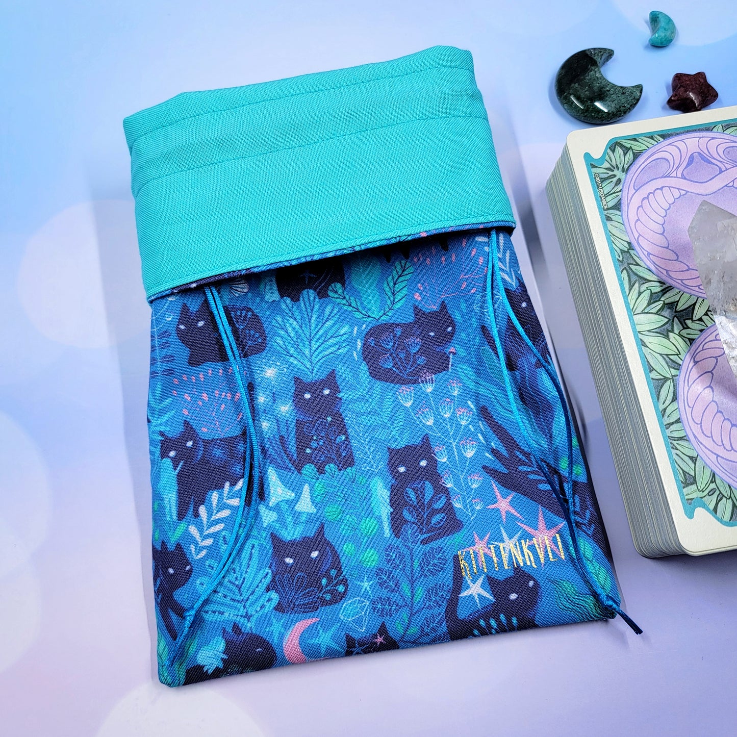 Witchy Mystical Kitty Fairy Garden Tarot Pouch