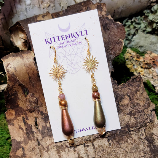 Celestial Earthy Ocean Jasper & Czech Glass Earrings