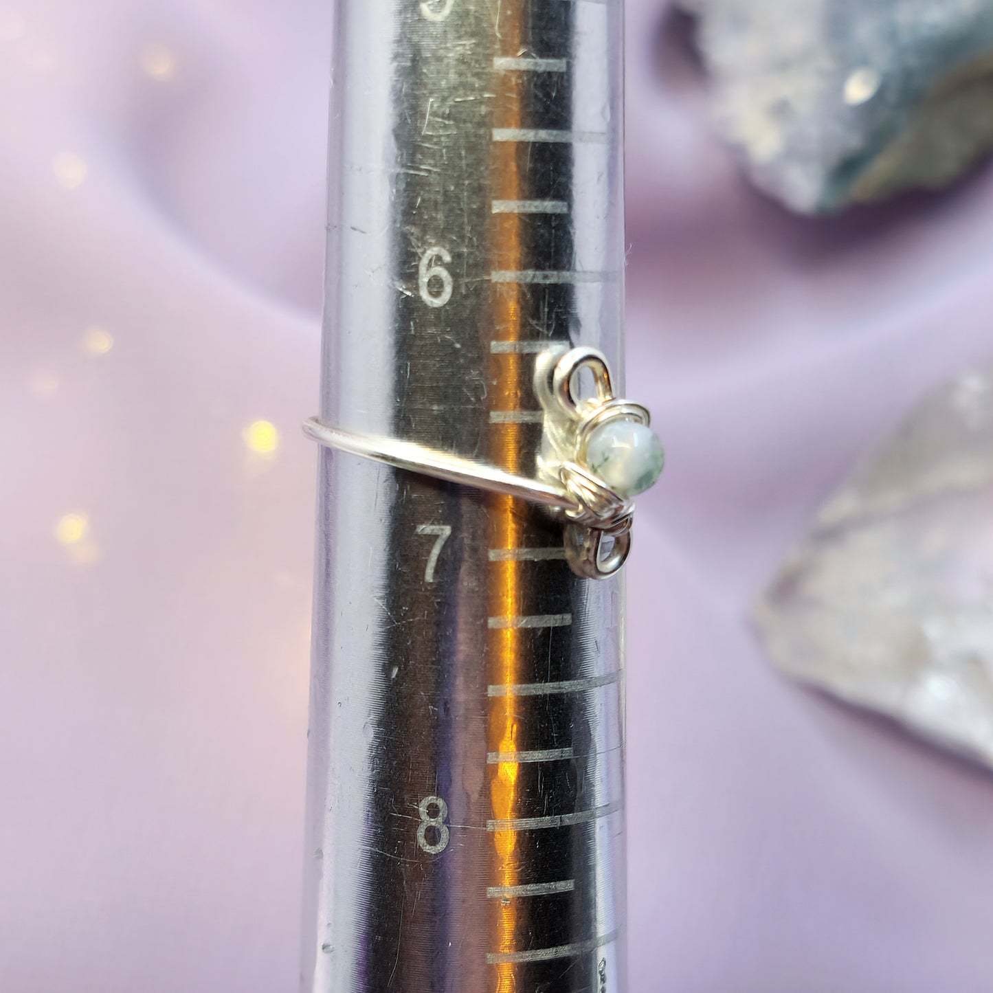 Dainty Fairy Moss Agate Ring