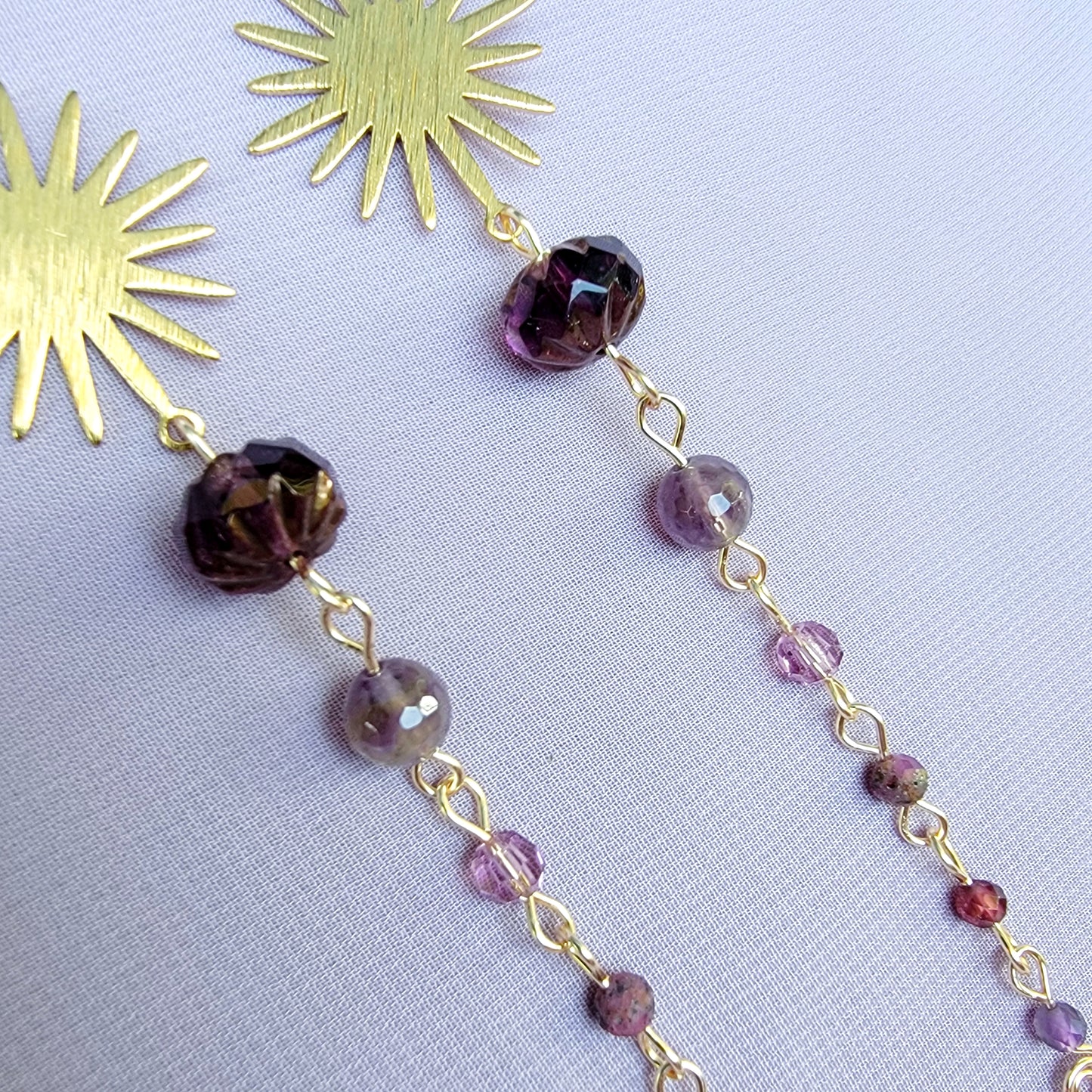 Celestial Amethyst, Garnet, & Ruby With Sapphire Earrings