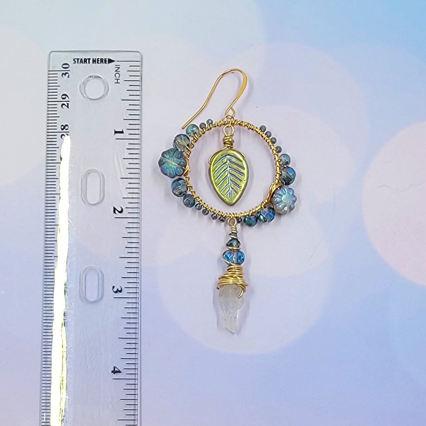 Mystical Ethereal Fairy Flower Leaf Quartz Earrings