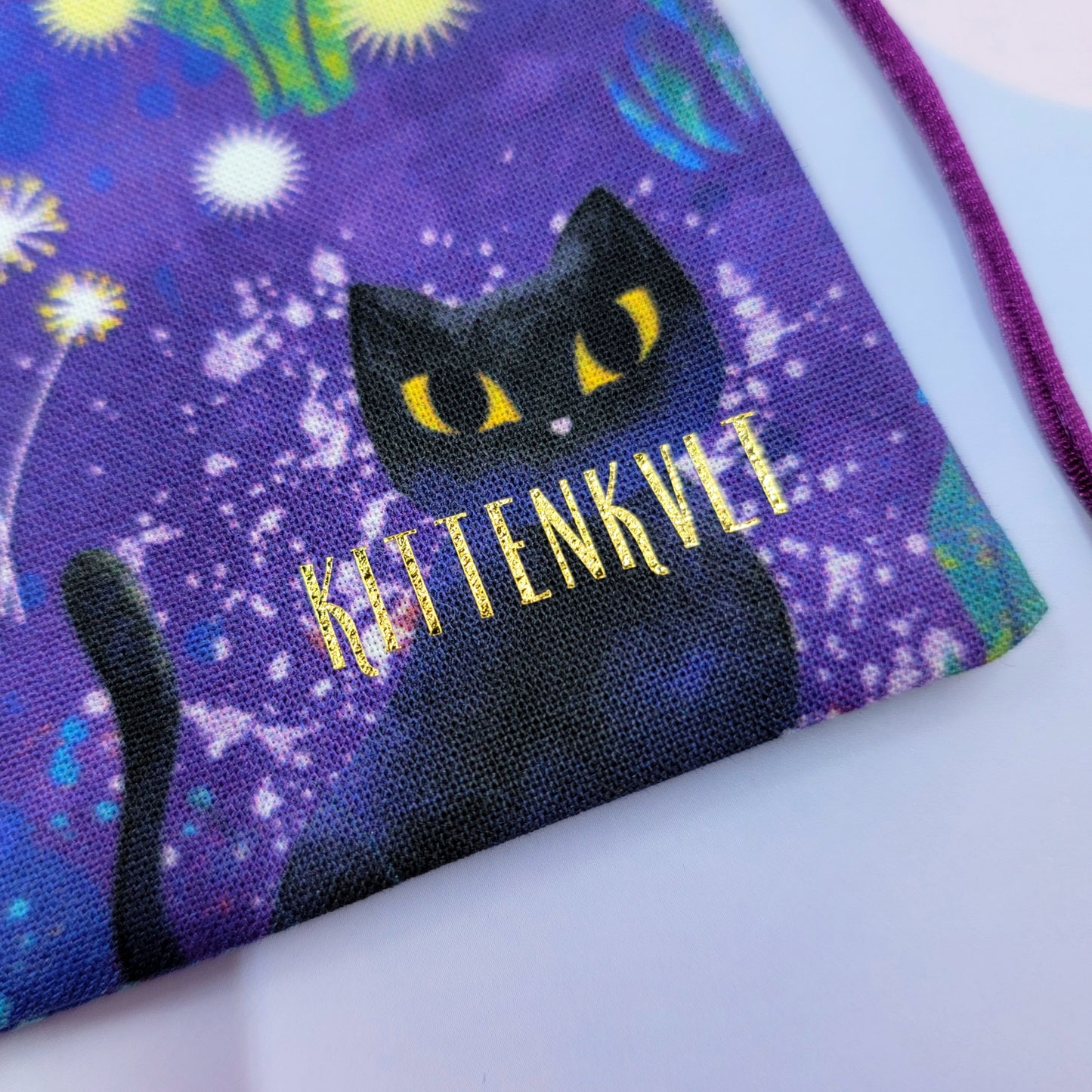 Mystical Witchy Black Cat Crystal Pouch
