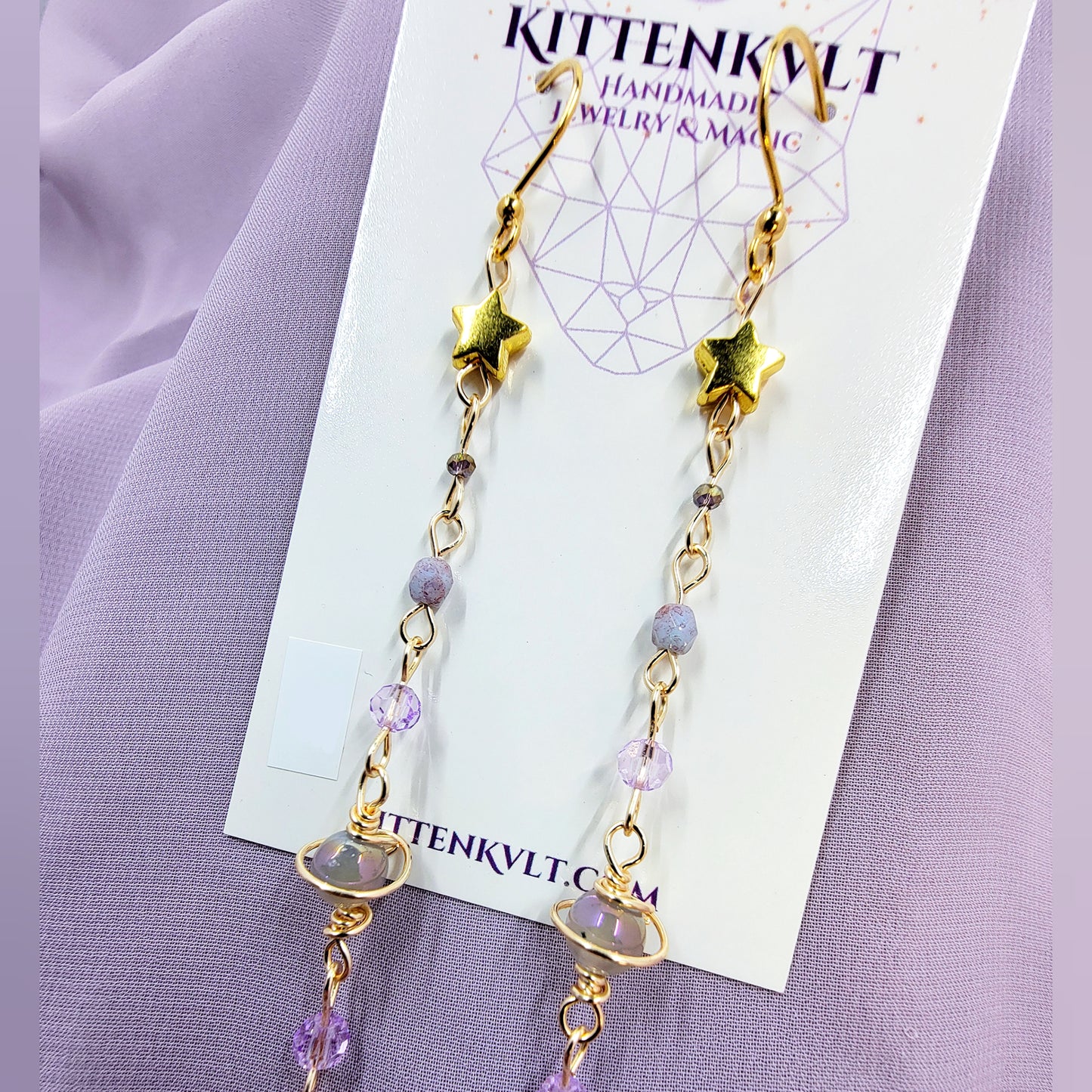 Ethereal Aura Agate & Czech Glass Planet Celestial Earrings