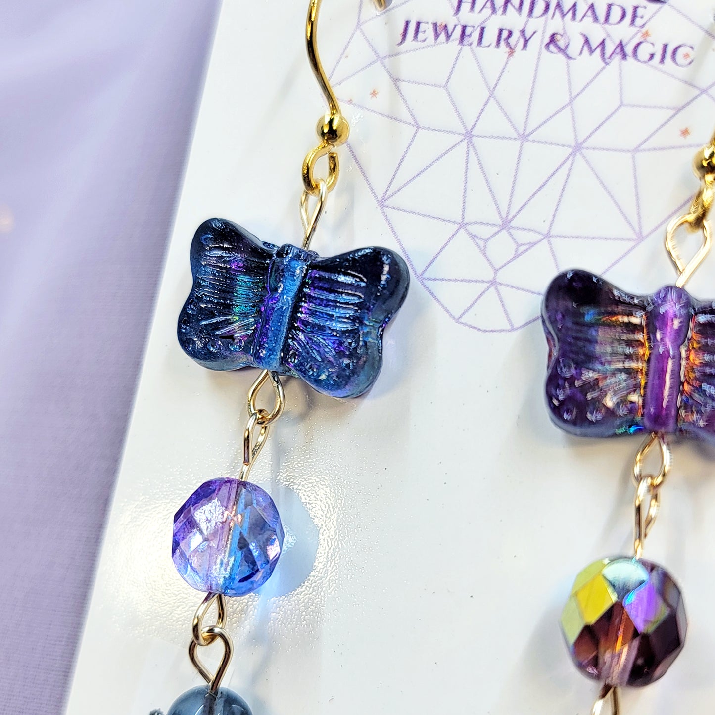 Fluorite & Amethyst Magical Butterfly Earrings