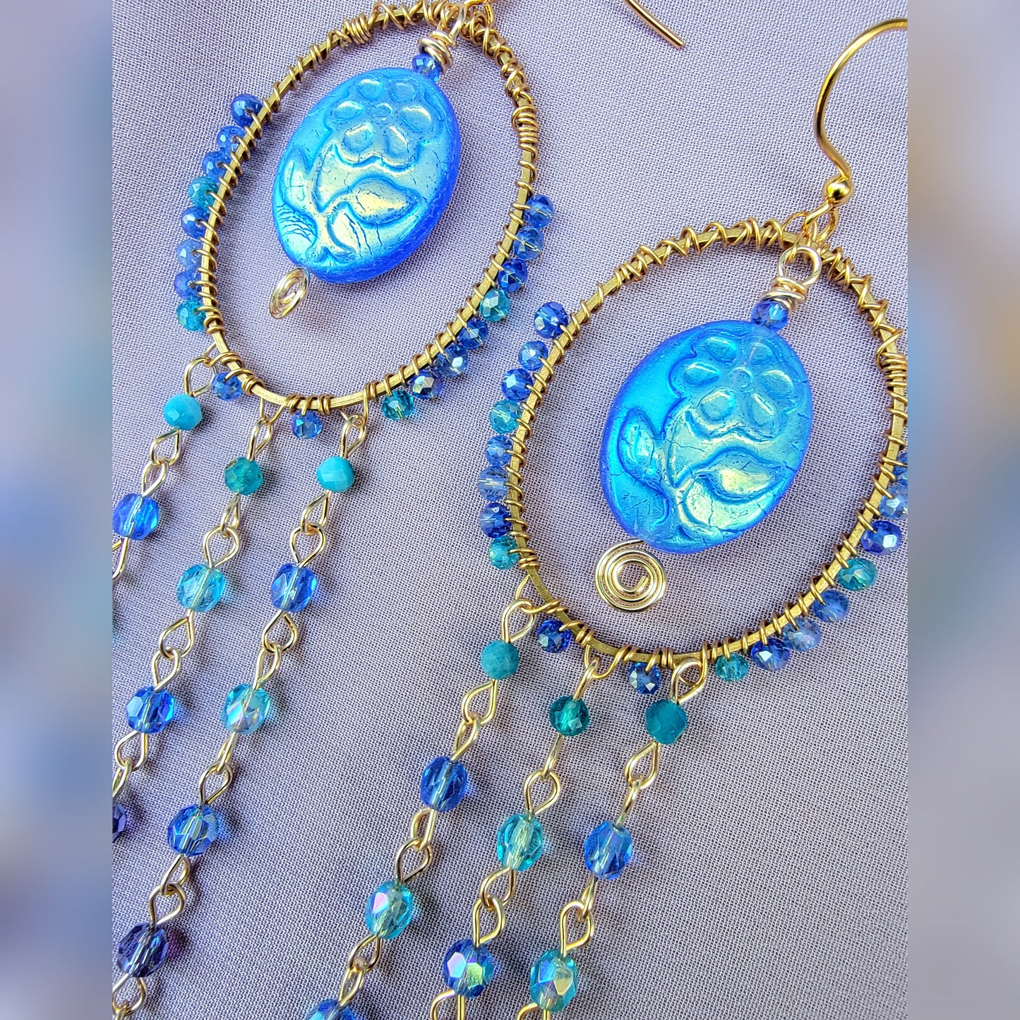 Blue Apatite Flower Earrings