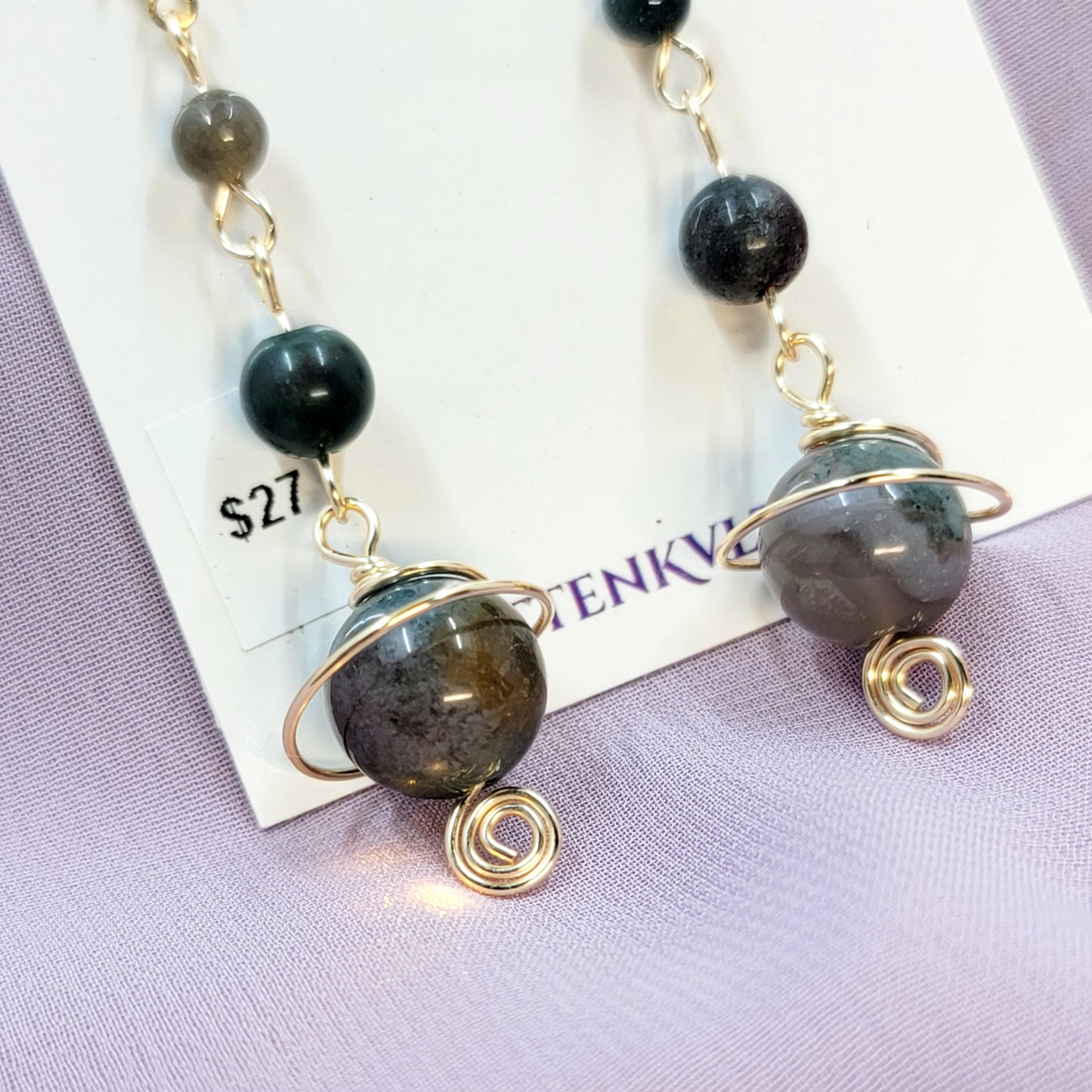 Jasper Planet Earrings