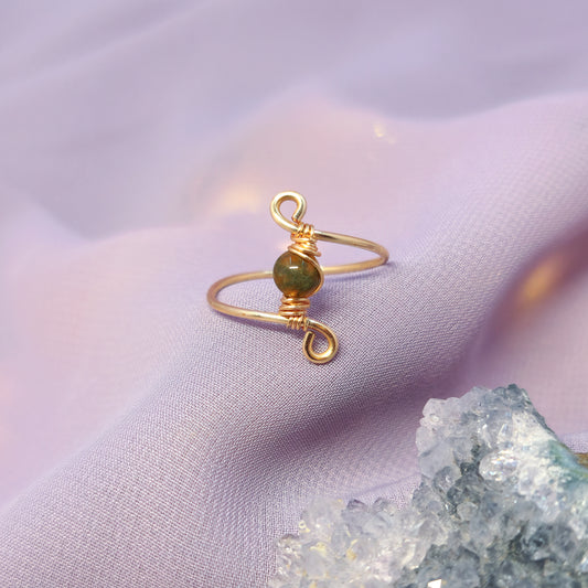 Earthy Fairy Moss Agate Ring