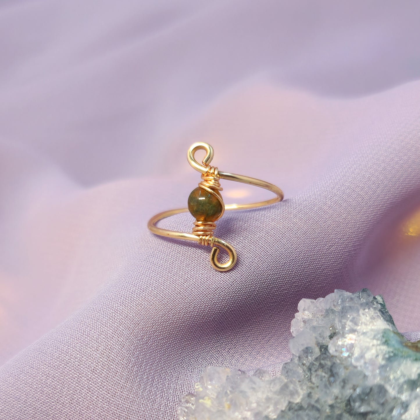 Earthy Fairy Moss Agate Ring