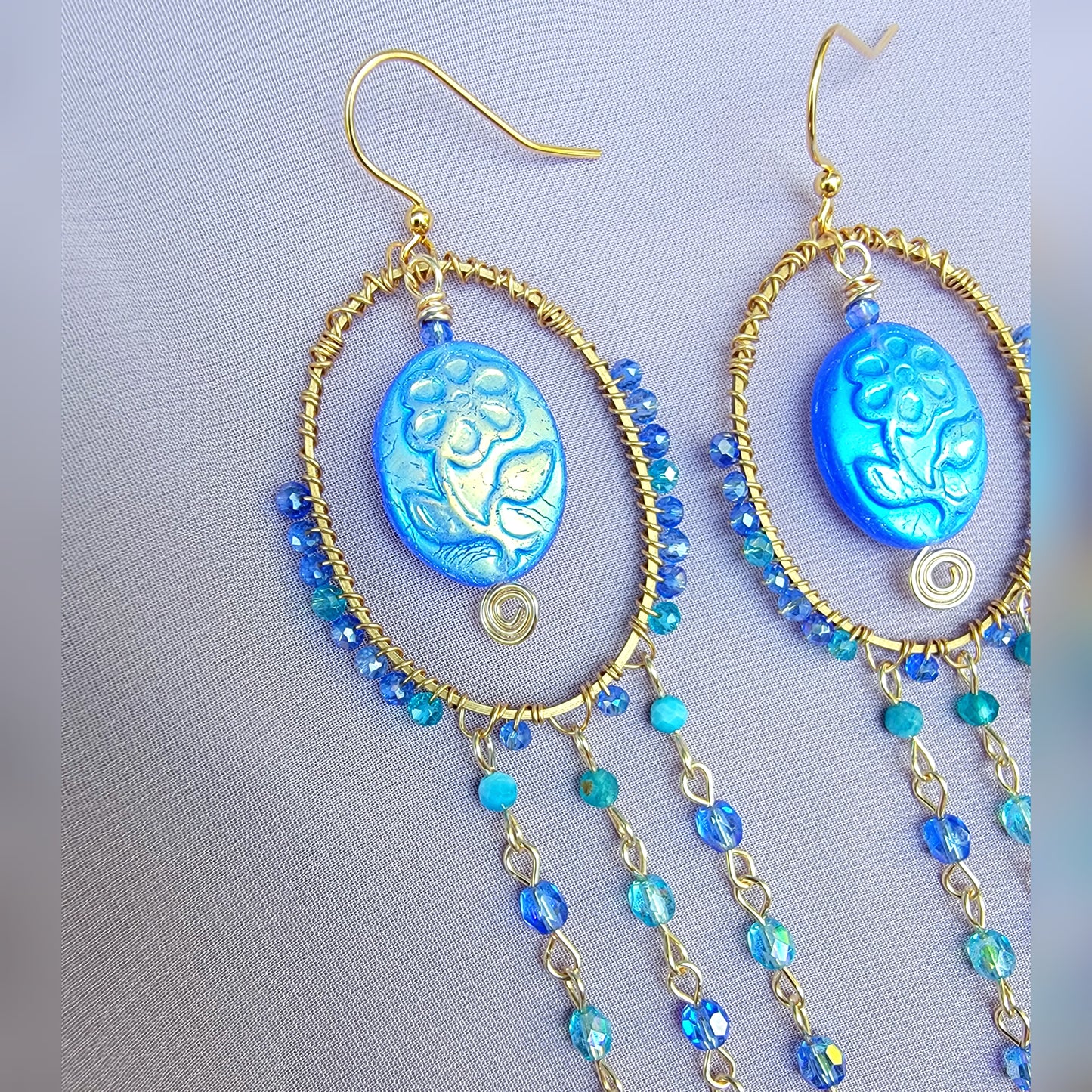 Blue Apatite Flower Earrings