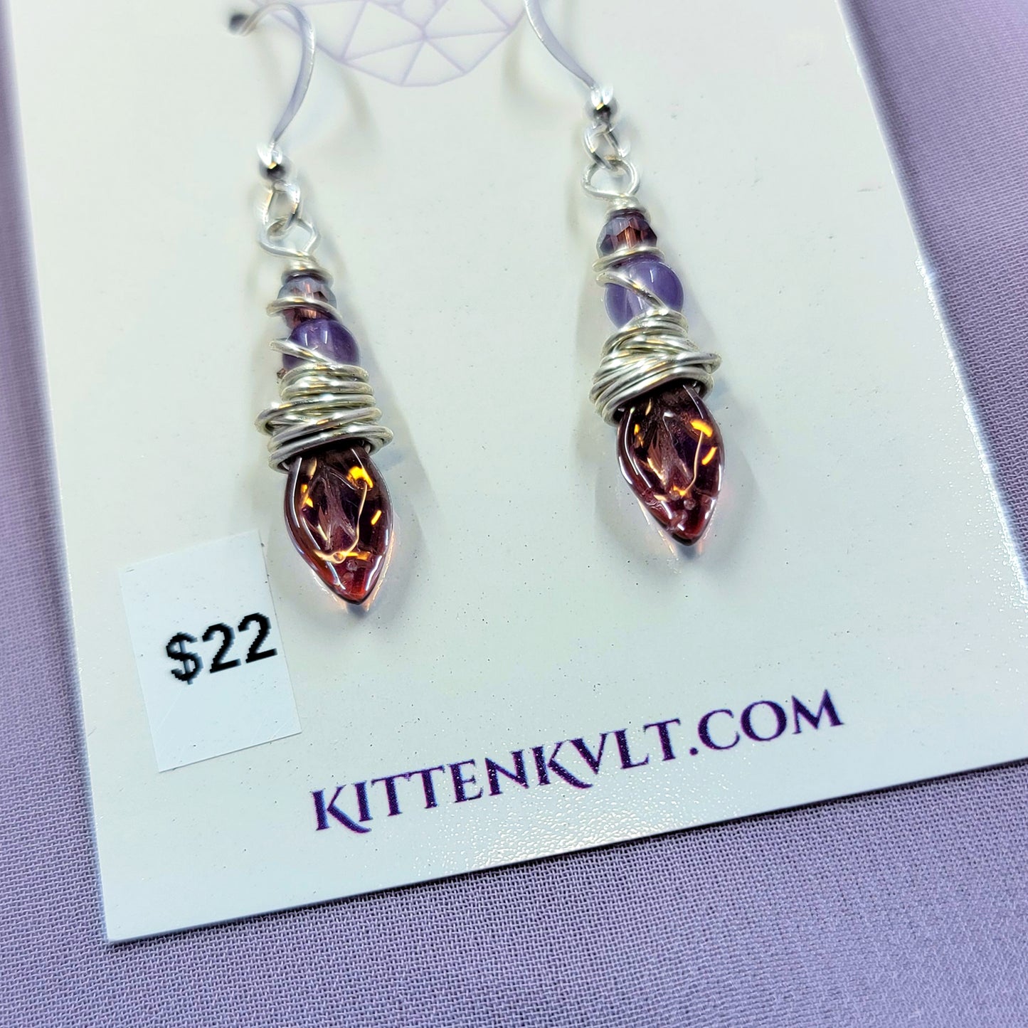 Dainty Fairy Amethyst Leaf Earrings