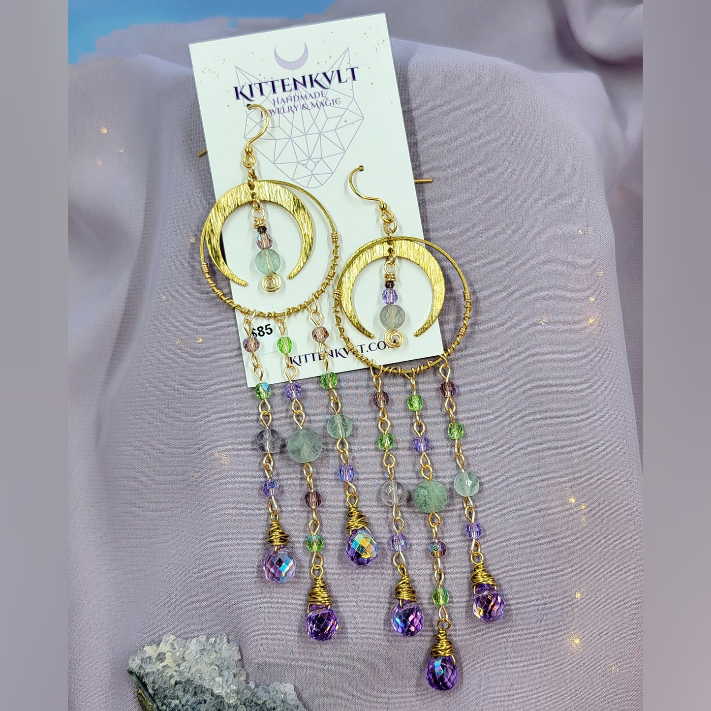 Ethereal Fluorite Fairy Sun Catcher Earrings