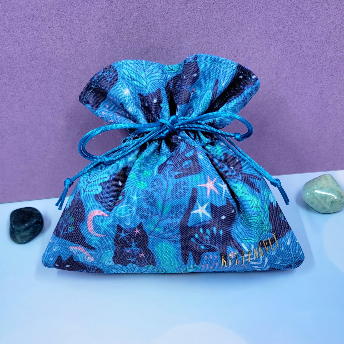 Mystical Witchy Kitty Cat Fairy Garden Crystal Pouch