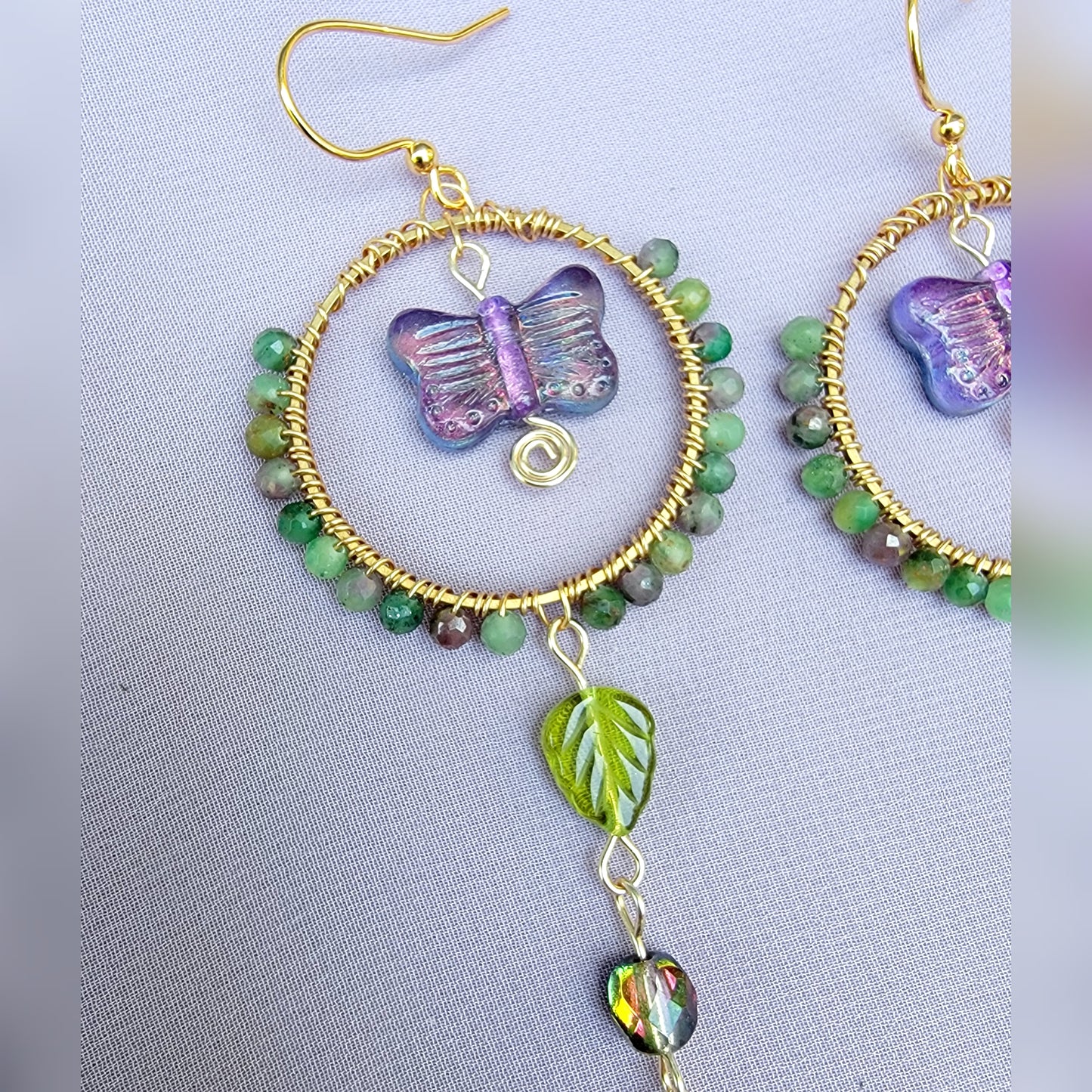 Fuschite Ruby Butterfly Garden Earrings