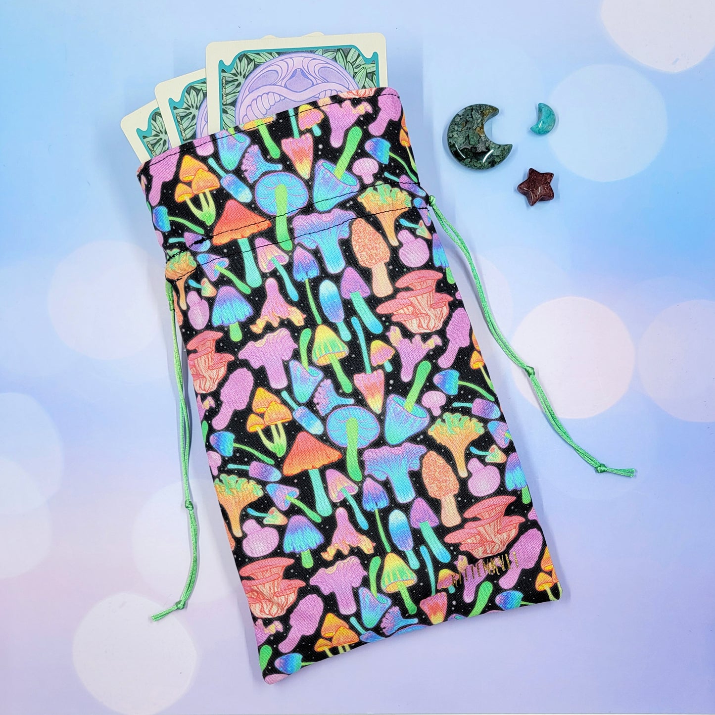 Psychedelic Rainbow Witchy Mushroom Tarot Pouch