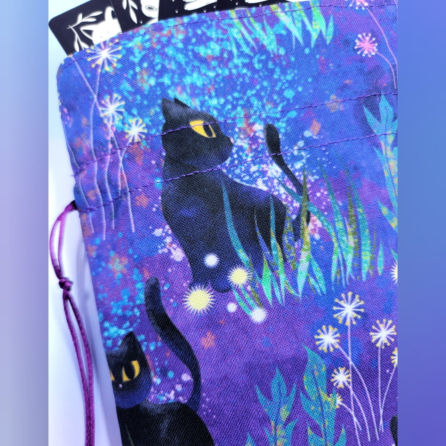 Mystical Black Kitty Cat Garden Trinket Pouch