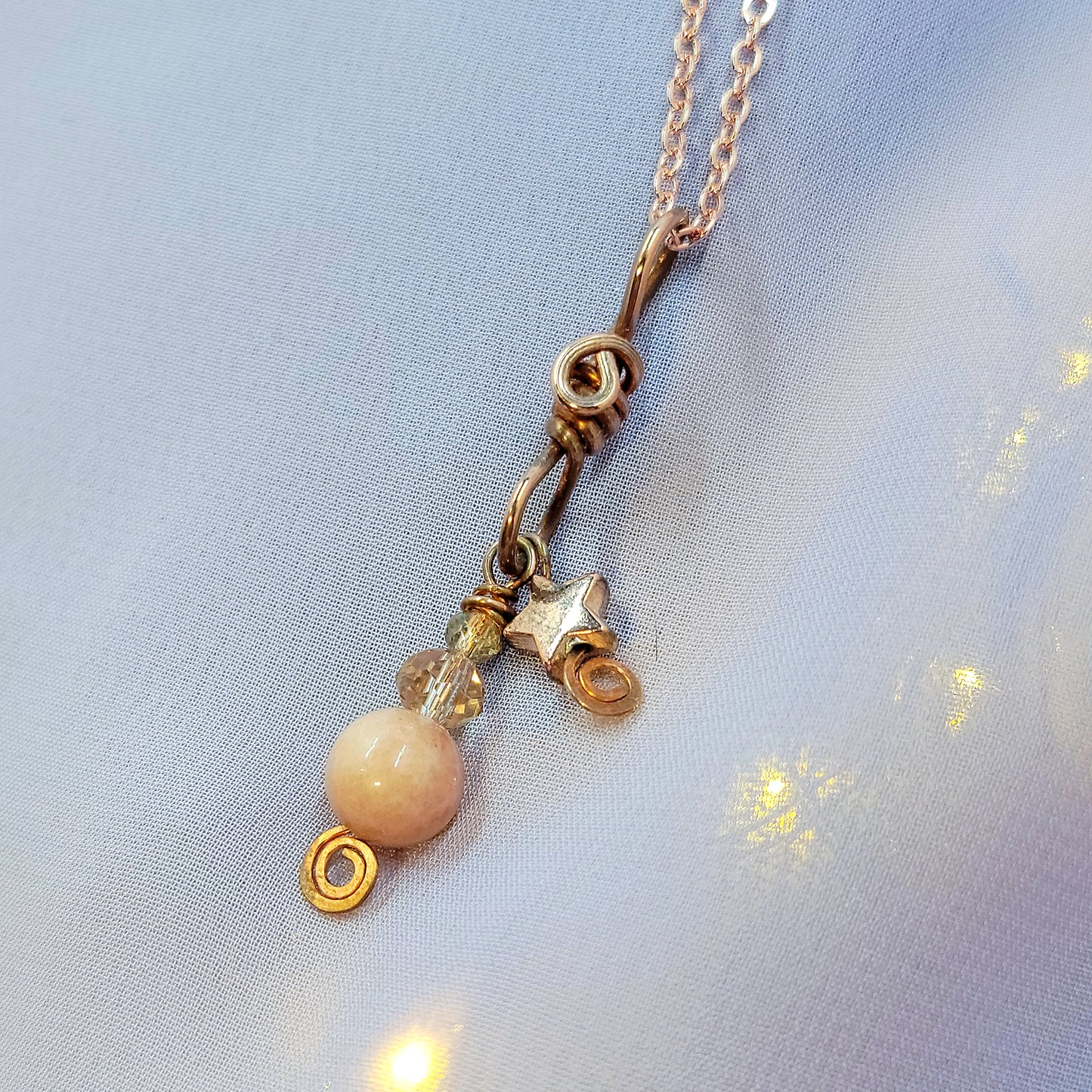 Witchy Fairy Celestial Sunstone Cosmic Copper Necklace
