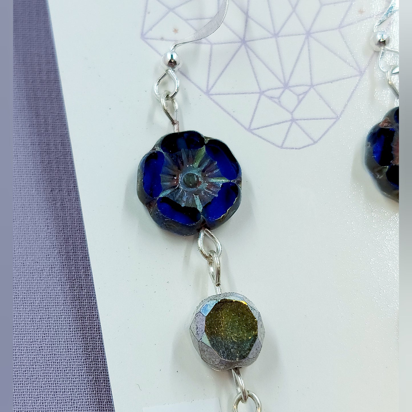 Lapis Lazuli & Czech Glass Flower Earrings
