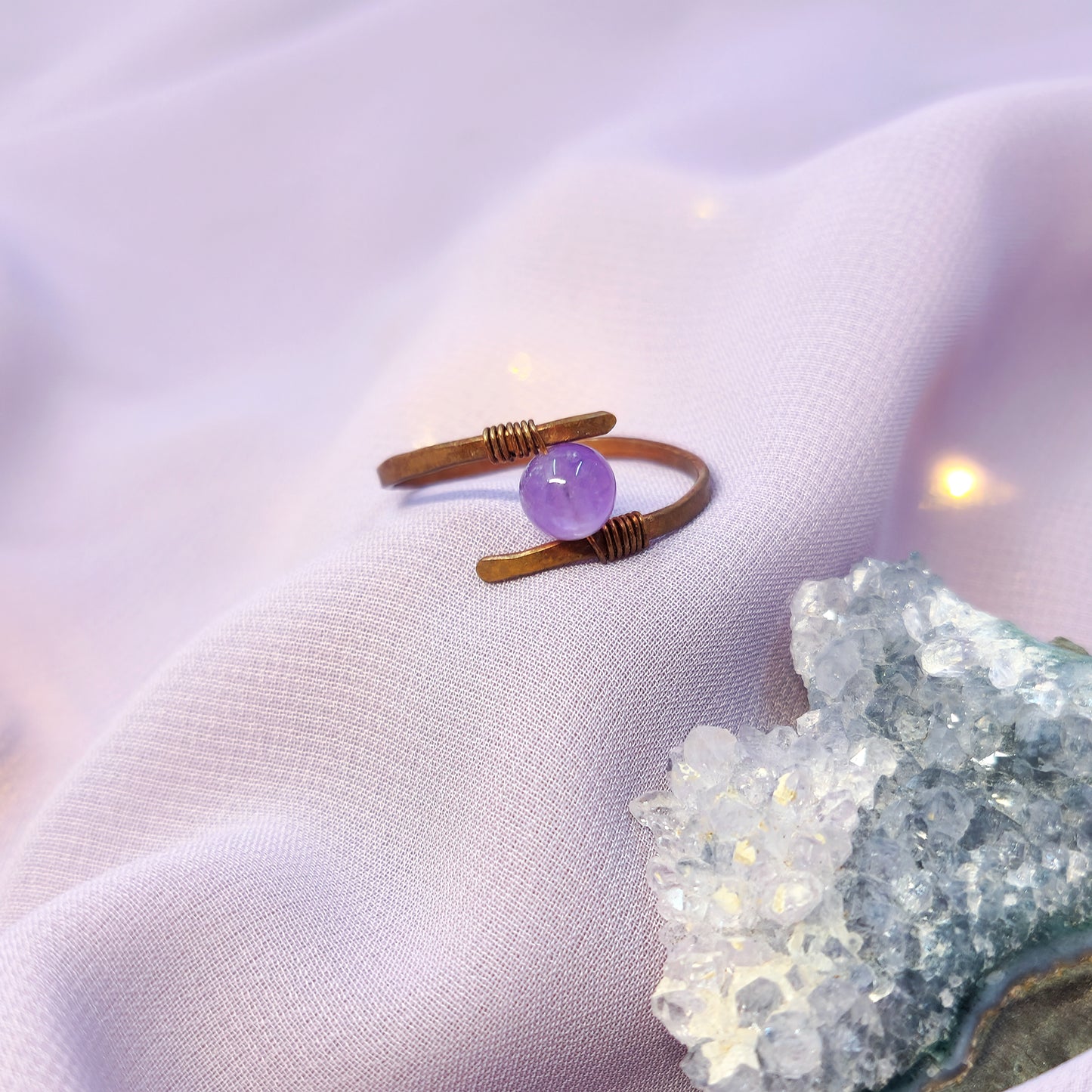 Fairy Hammered Copper Amethyst Ring