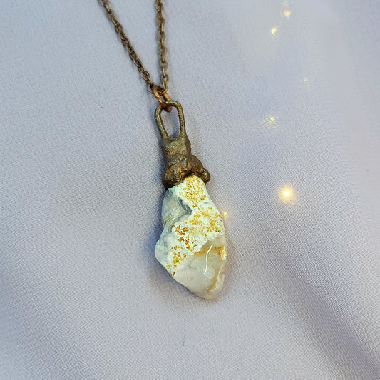 Calico Lace Agate Copper Pendant