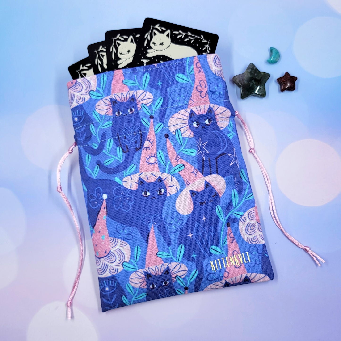 Mystical Witchy Kitty Cat Pastel Garden Trinket Pouch