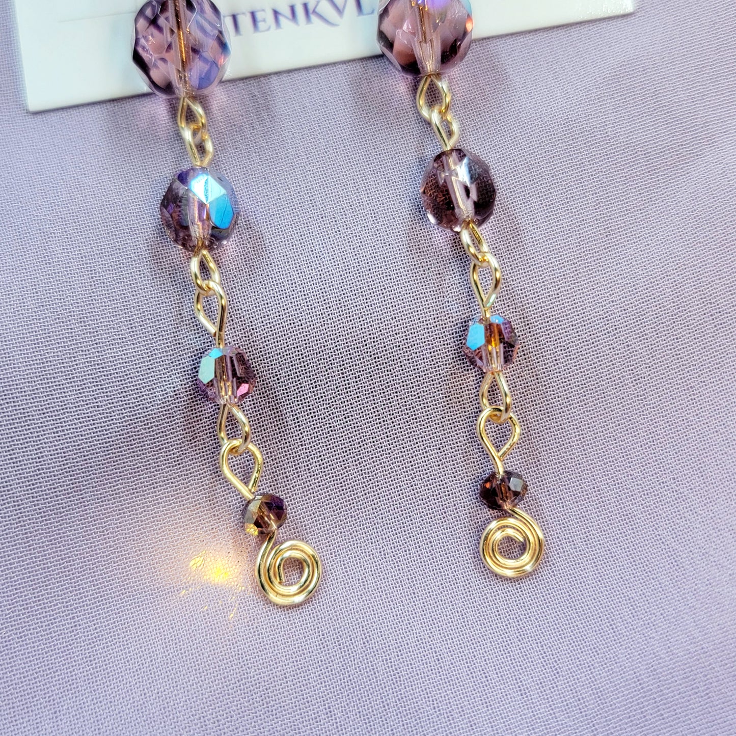Celestial Cosmic Amethyst & Czech Glass Earrings