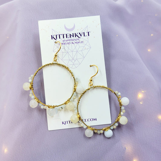 Amazonite & Quartz Mystical Hoop Earrings