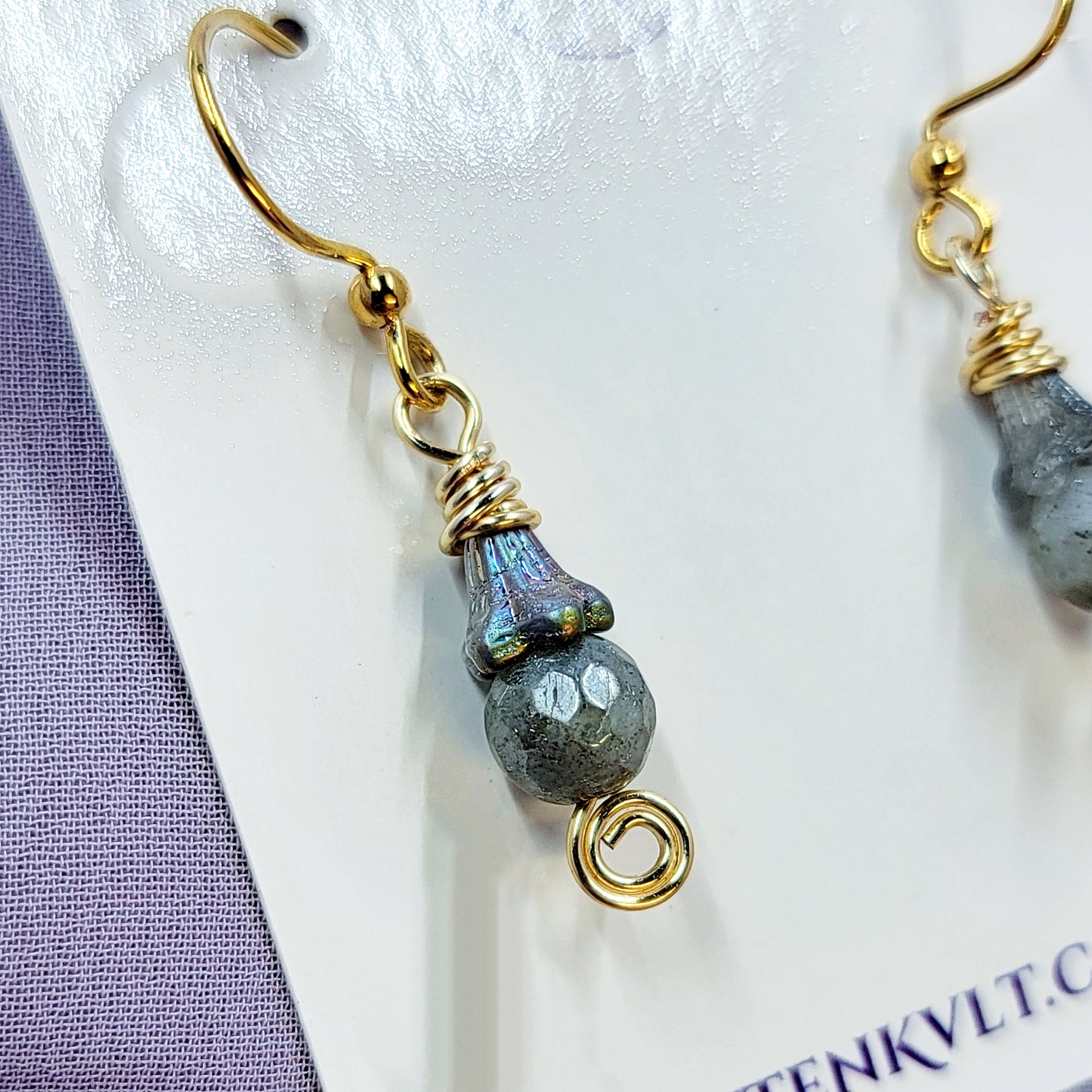 Dainty Fairy Ethereal Labradorite Flower Earrings