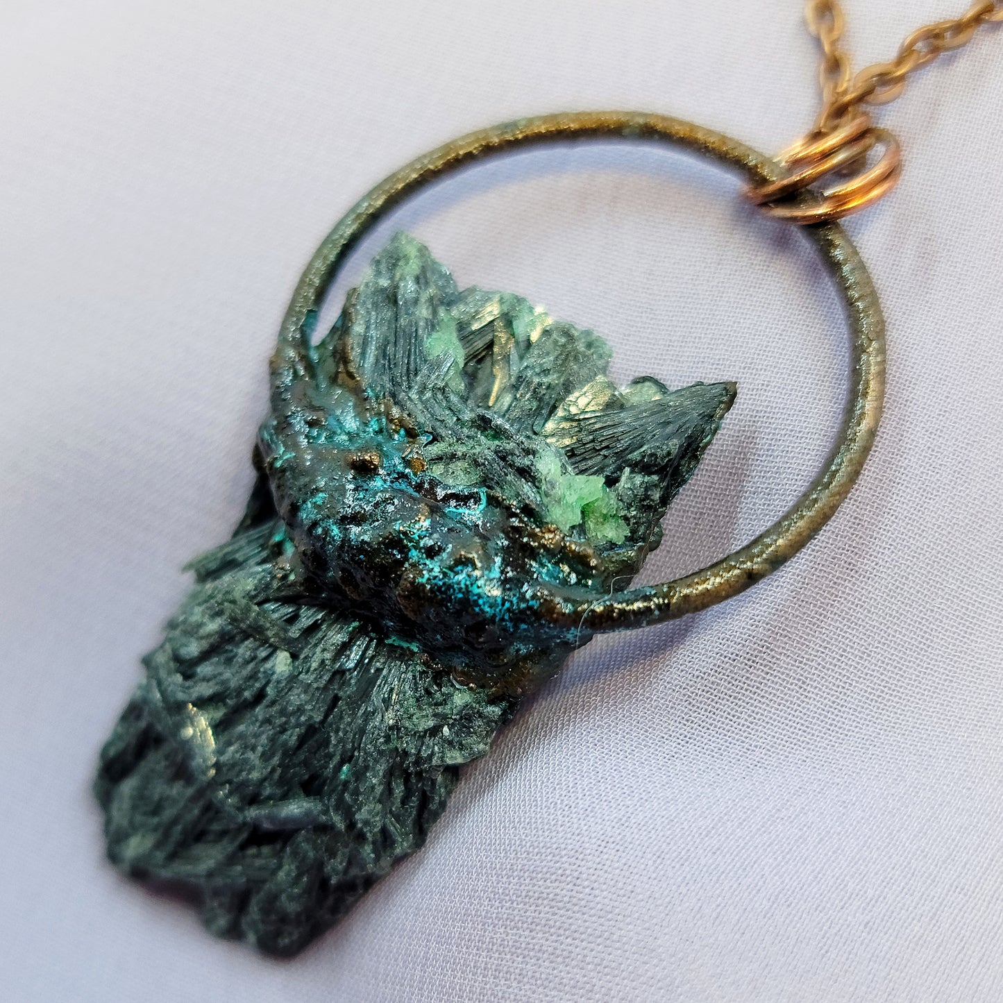 Black Kyanite Patina Dark Mountain Electroformed Copper Necklace
