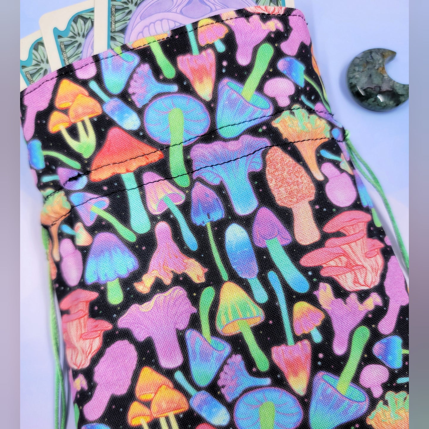 Psychedelic Rainbow Witchy Mushroom Tarot Pouch
