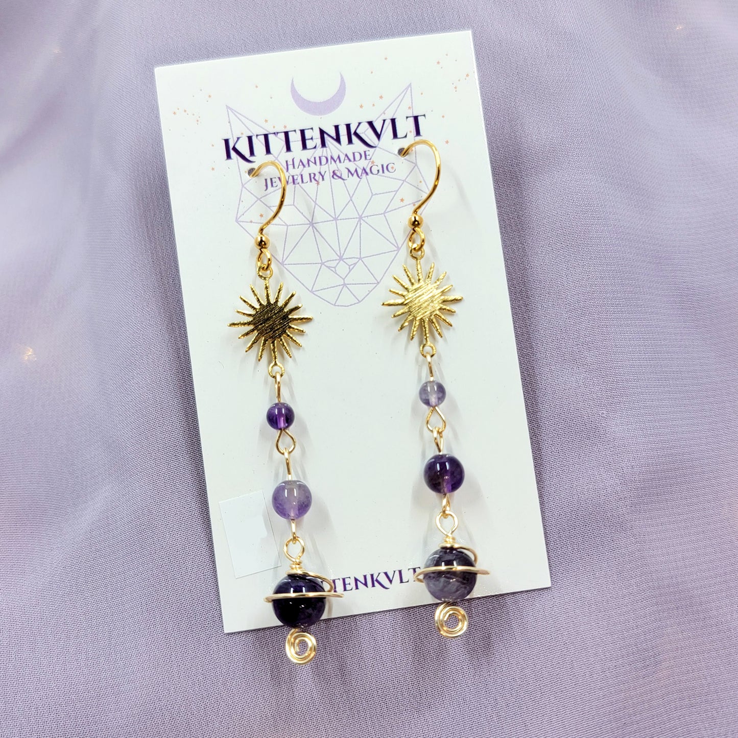 Amethyst Planet Earrings