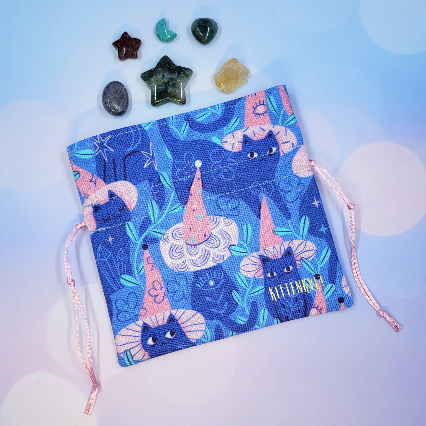 Mystical Witchy Kitty Cat Crystal Pouch
