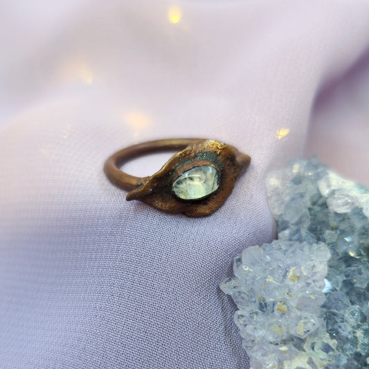 Forest Fairy Quartz Electroformed Copper Leaf Ring