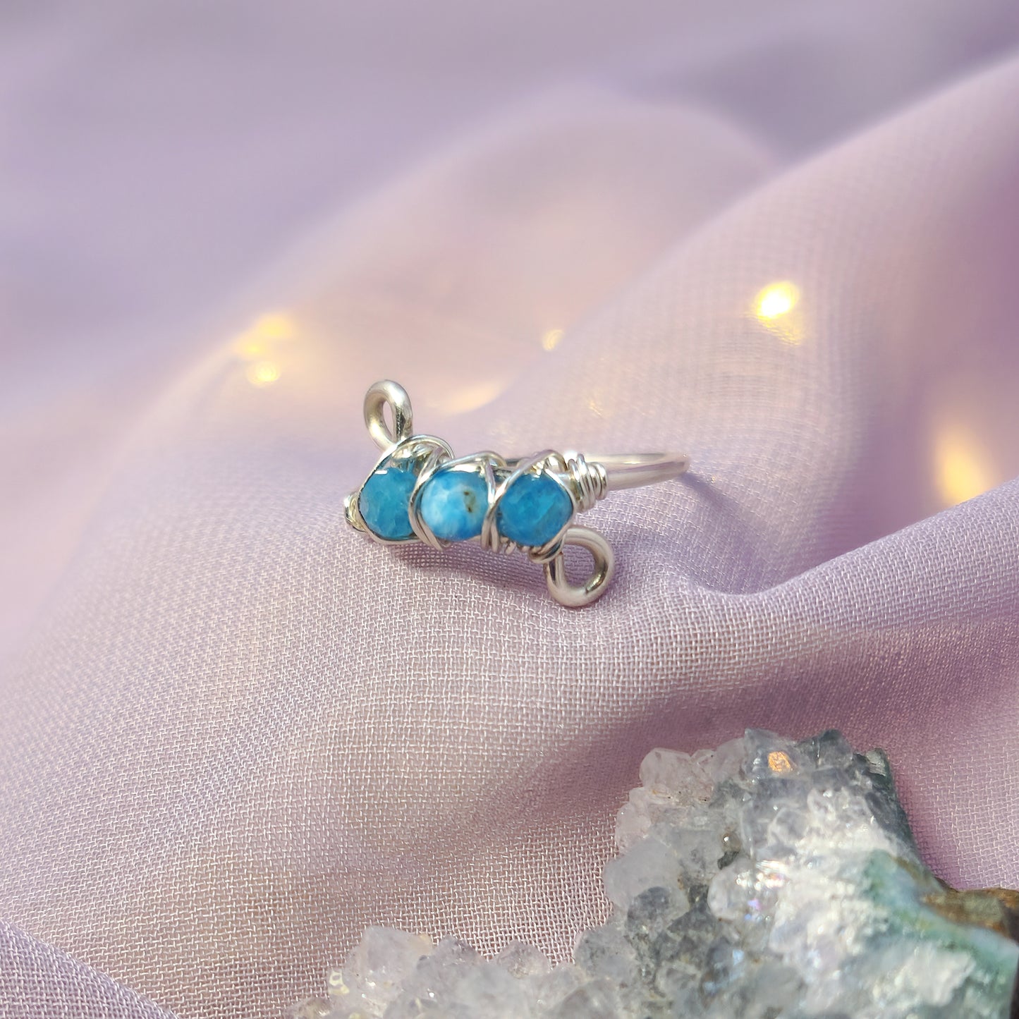 Mystical Sea Witch Fairy Blue Apatite Ring