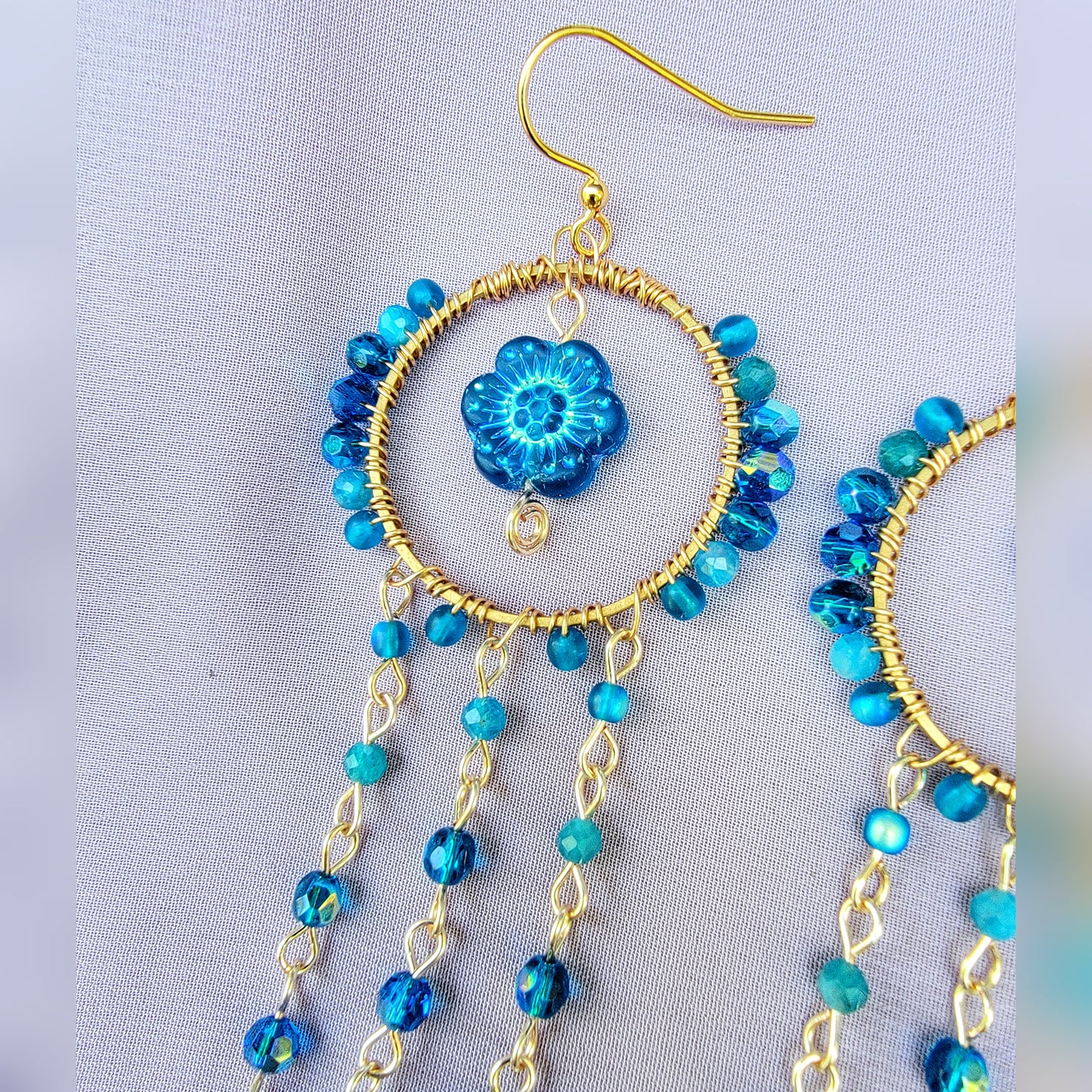 Blue Apatite Flower Earrings