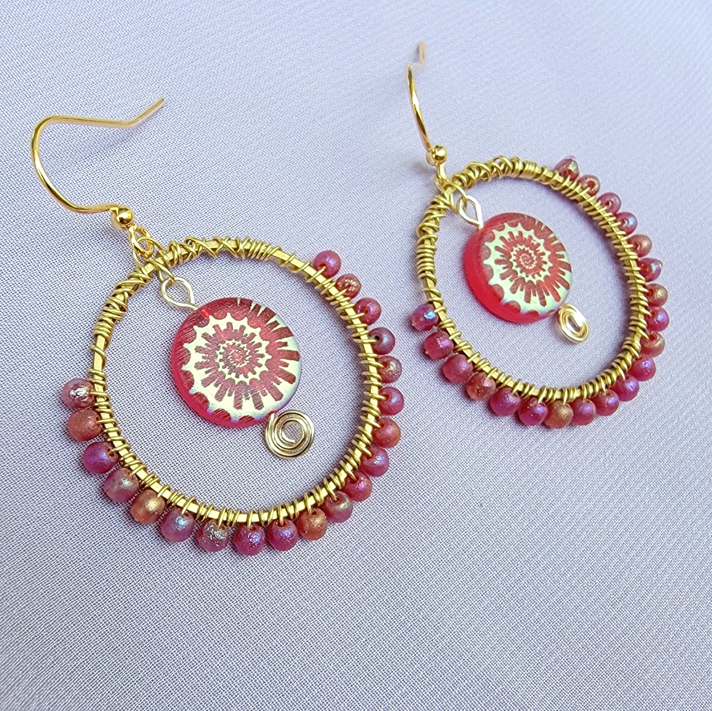 Mystical Ammonite Glass Sea Witch Earrings