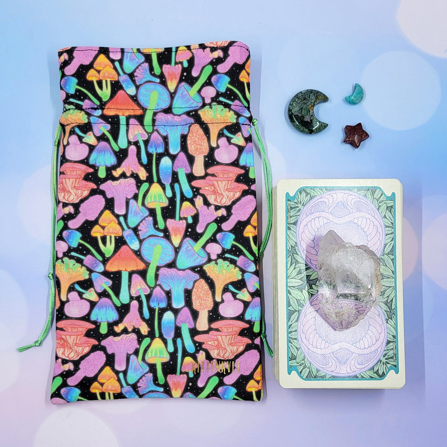 Psychedelic Rainbow Witchy Mushroom Tarot Pouch