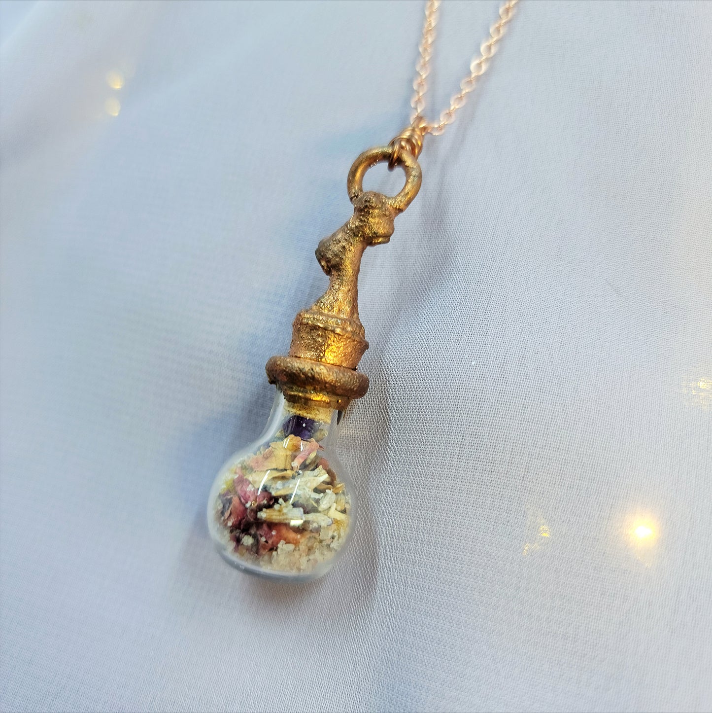 Anxiety Banishing Spell Jar Woodland Fairy Electroformed Copper Necklace