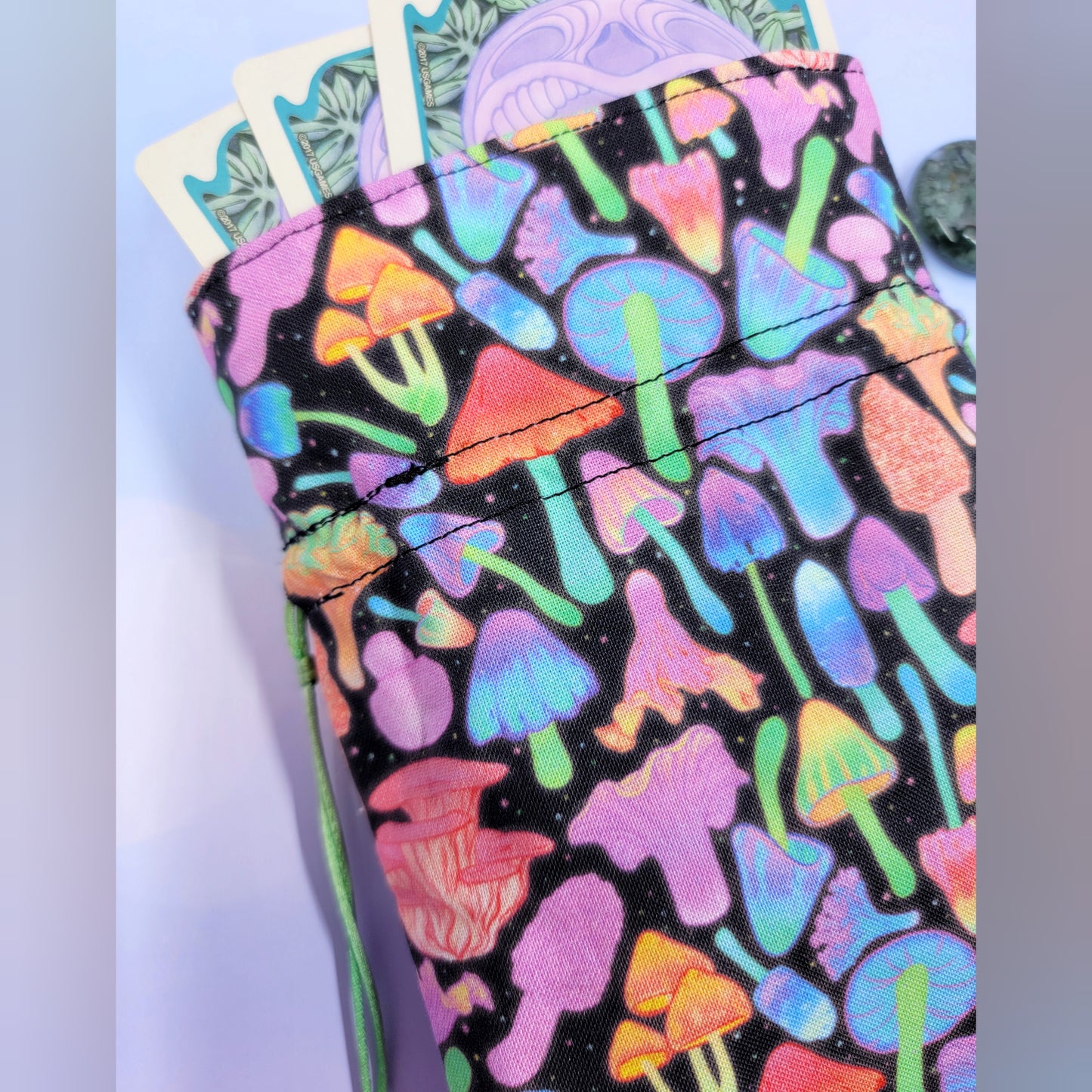 Psychedelic Rainbow Witchy Mushroom Tarot Pouch