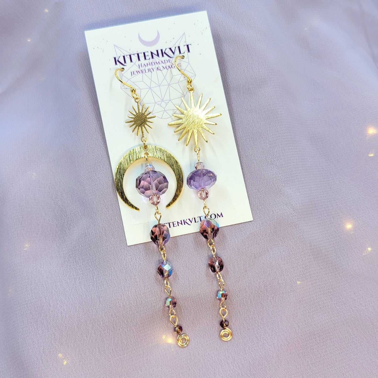 Celestial Cosmic Amethyst & Czech Glass Earrings
