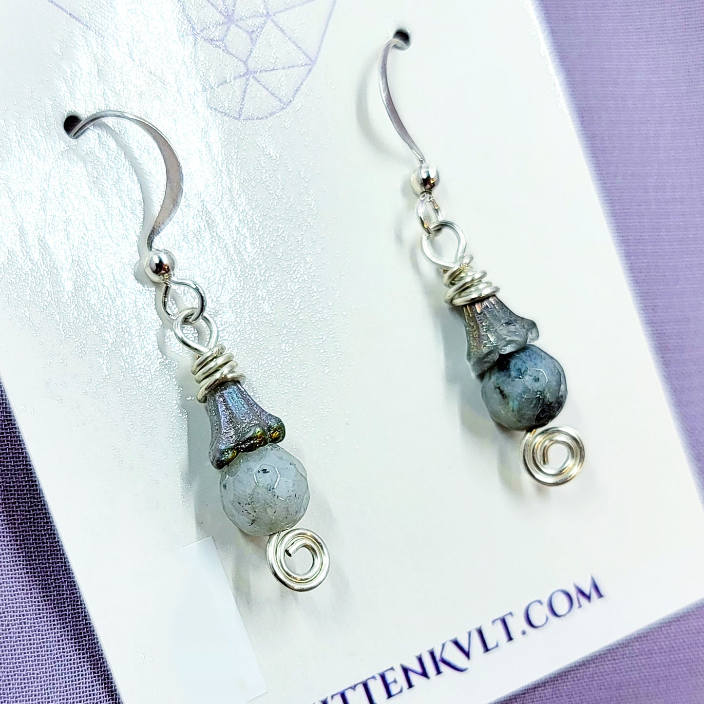 Dainty Fairy Ethereal Labradorite Flower Earrings