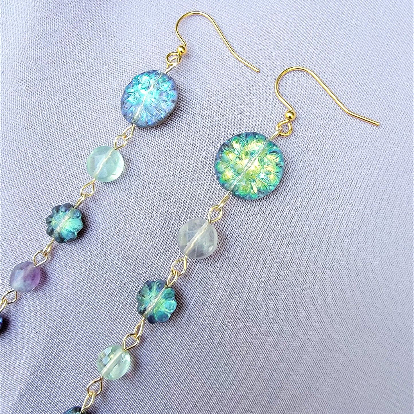 Mystical Fluorite Flower Earrings