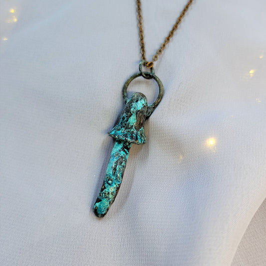 Patina Mushroom Electroformed Copper Necklace