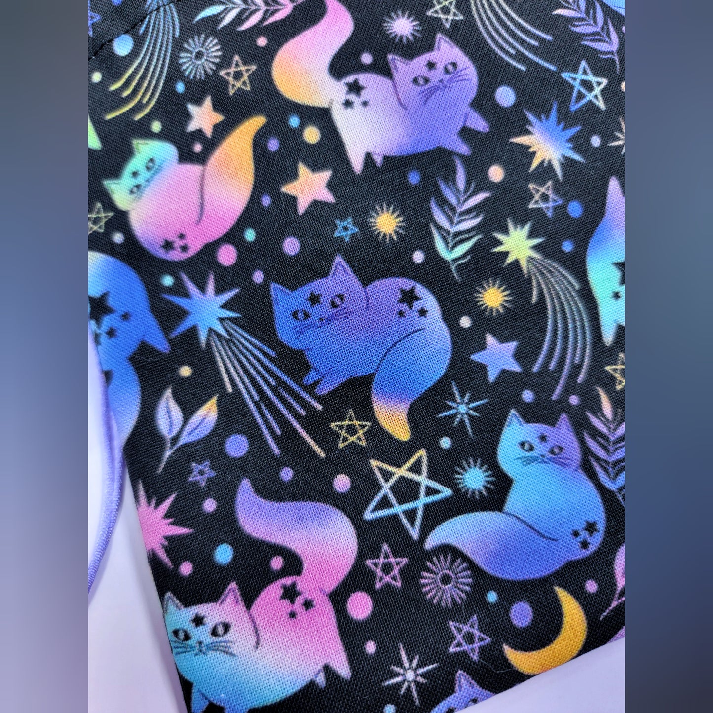 Witchy Mystical Celestial Rainbow Kitty Cats Trinket Pouch
