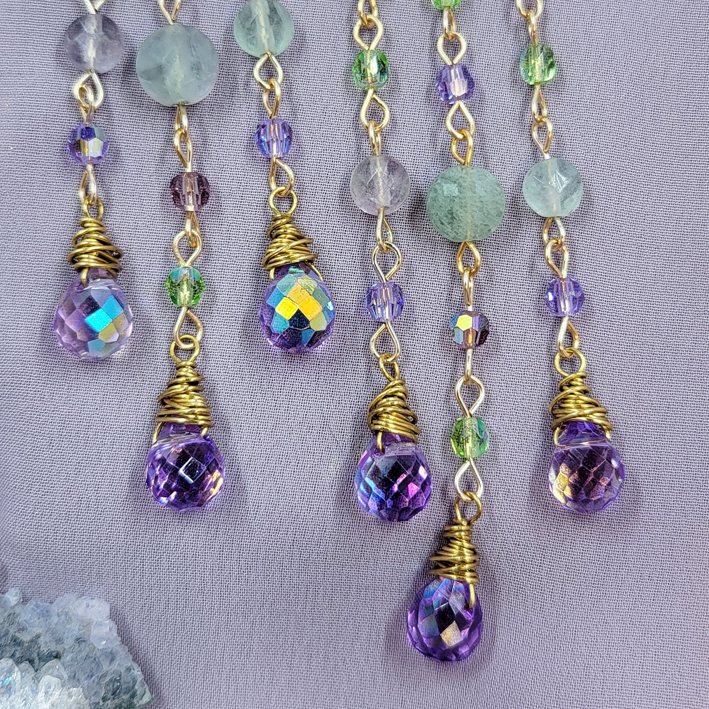 Ethereal Fluorite Fairy Sun Catcher Earrings