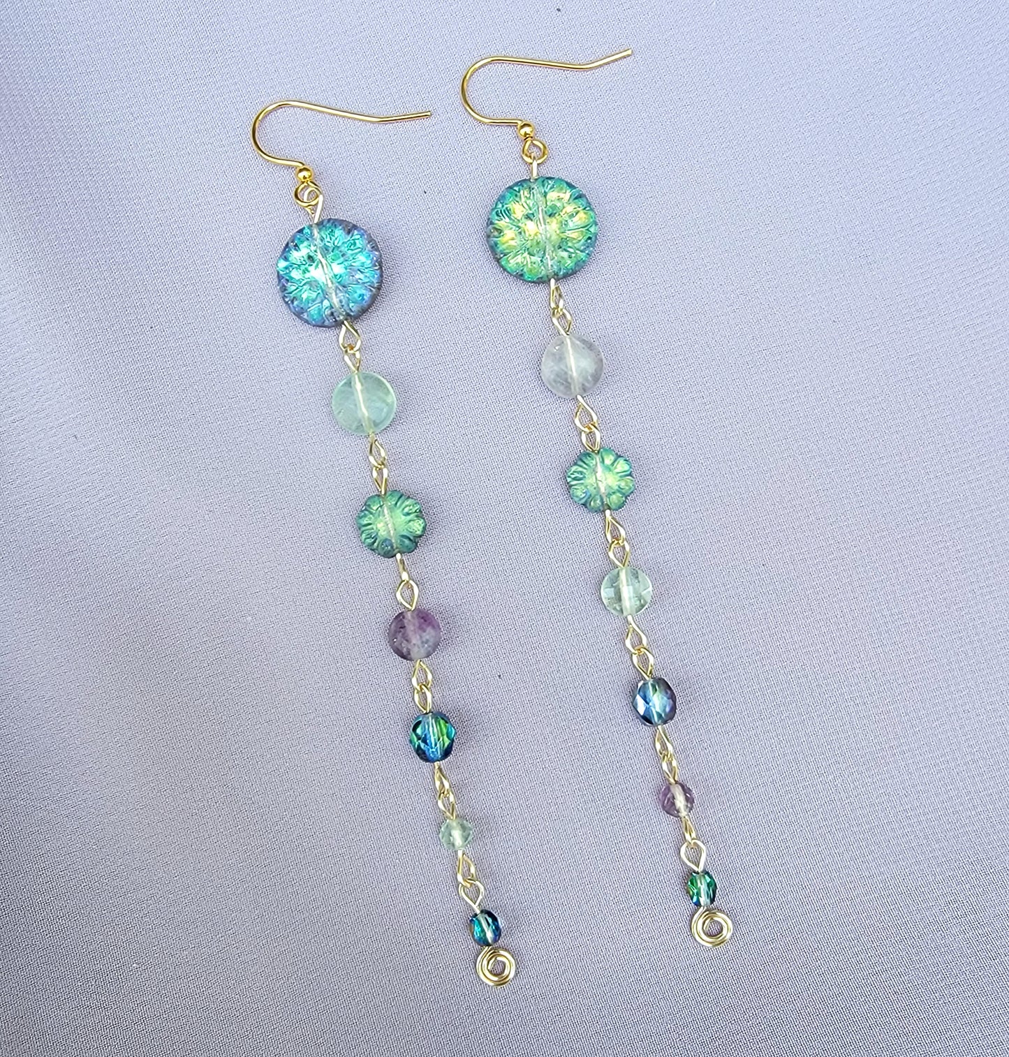 Mystical Fluorite Flower Earrings