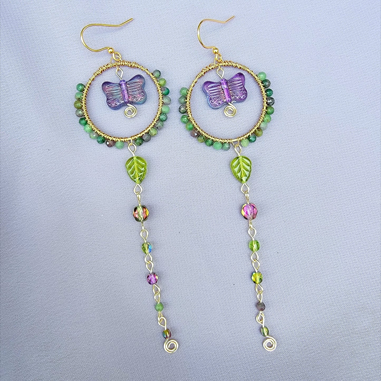 Fuschite Ruby Butterfly Garden Earrings