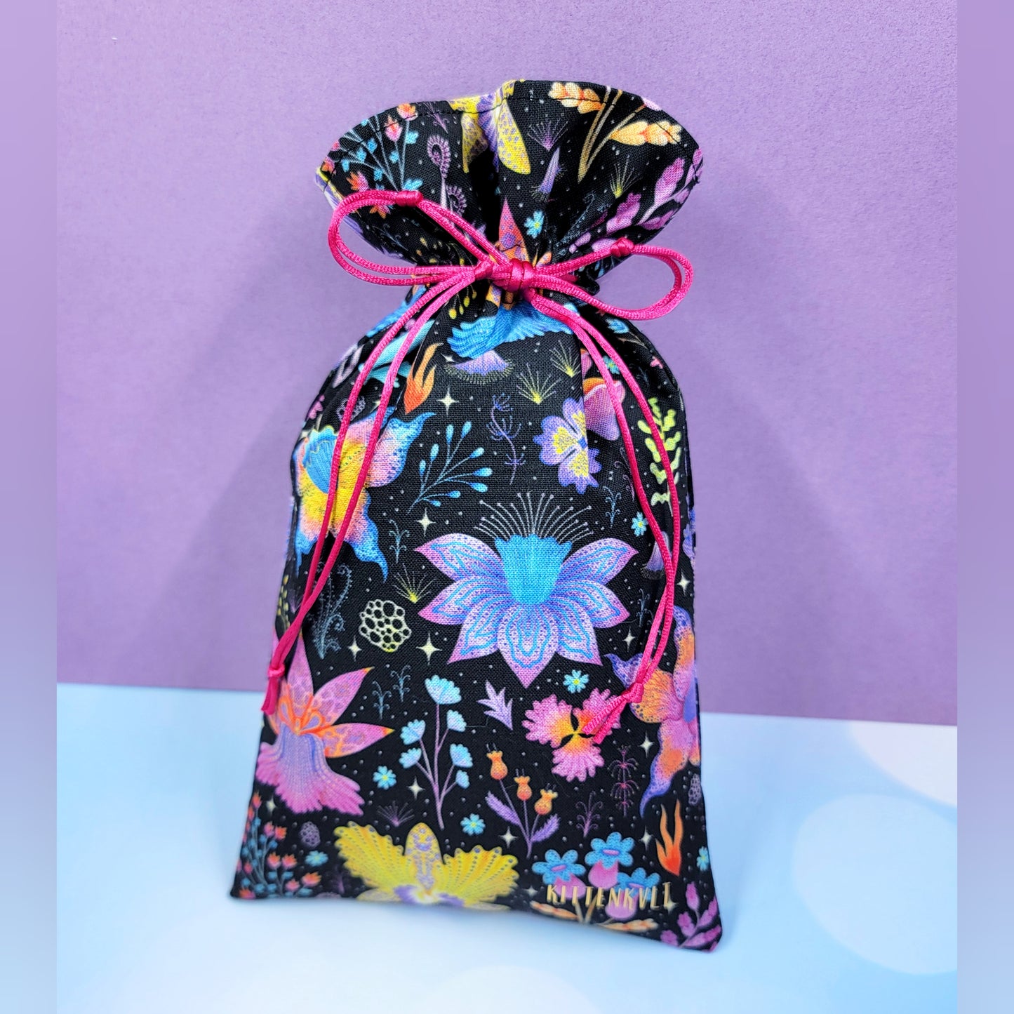 Witchy Mystical Rainbow Lotus Orchid Floral Tarot Pouch