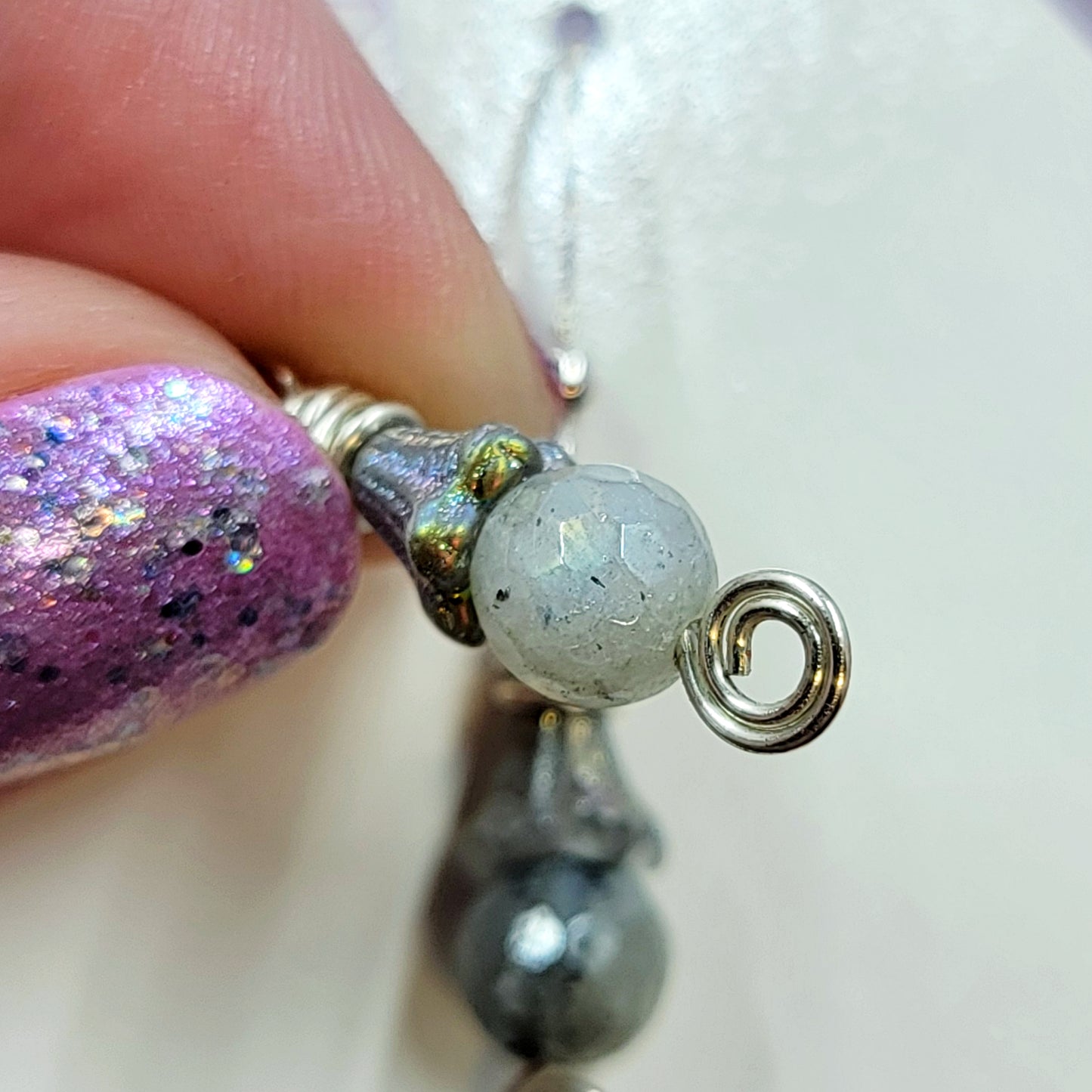 Dainty Fairy Ethereal Labradorite Flower Earrings