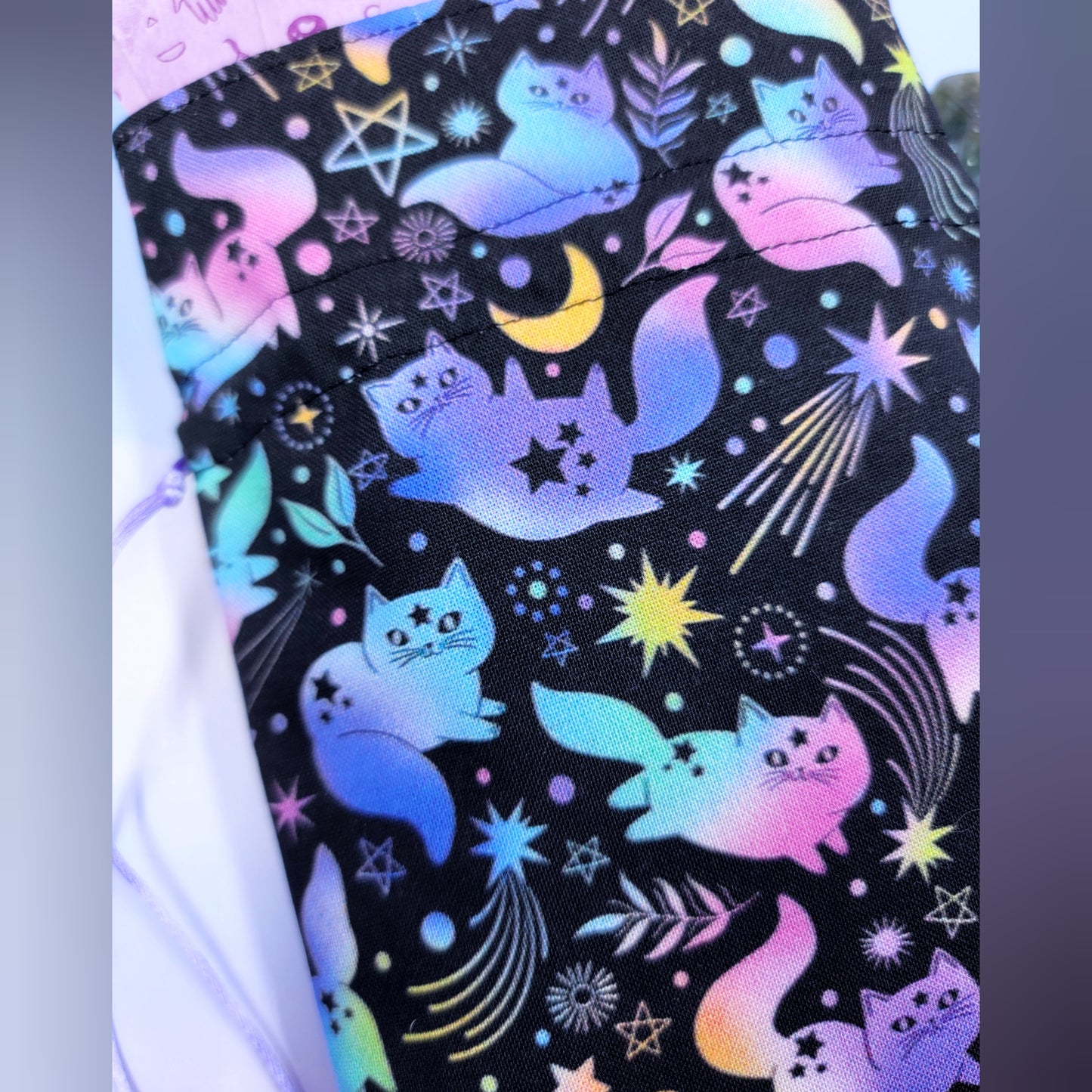 Witchy Mystical Celestial Rainbow Kitty Cats Tarot Pouch