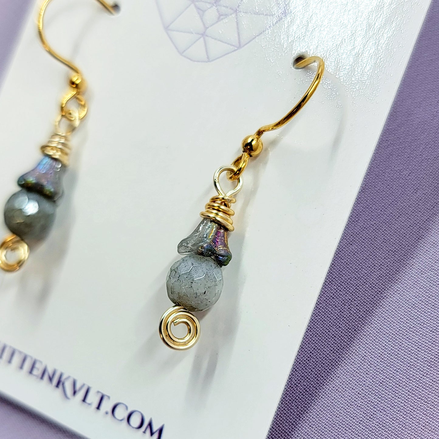 Dainty Fairy Ethereal Labradorite Flower Earrings